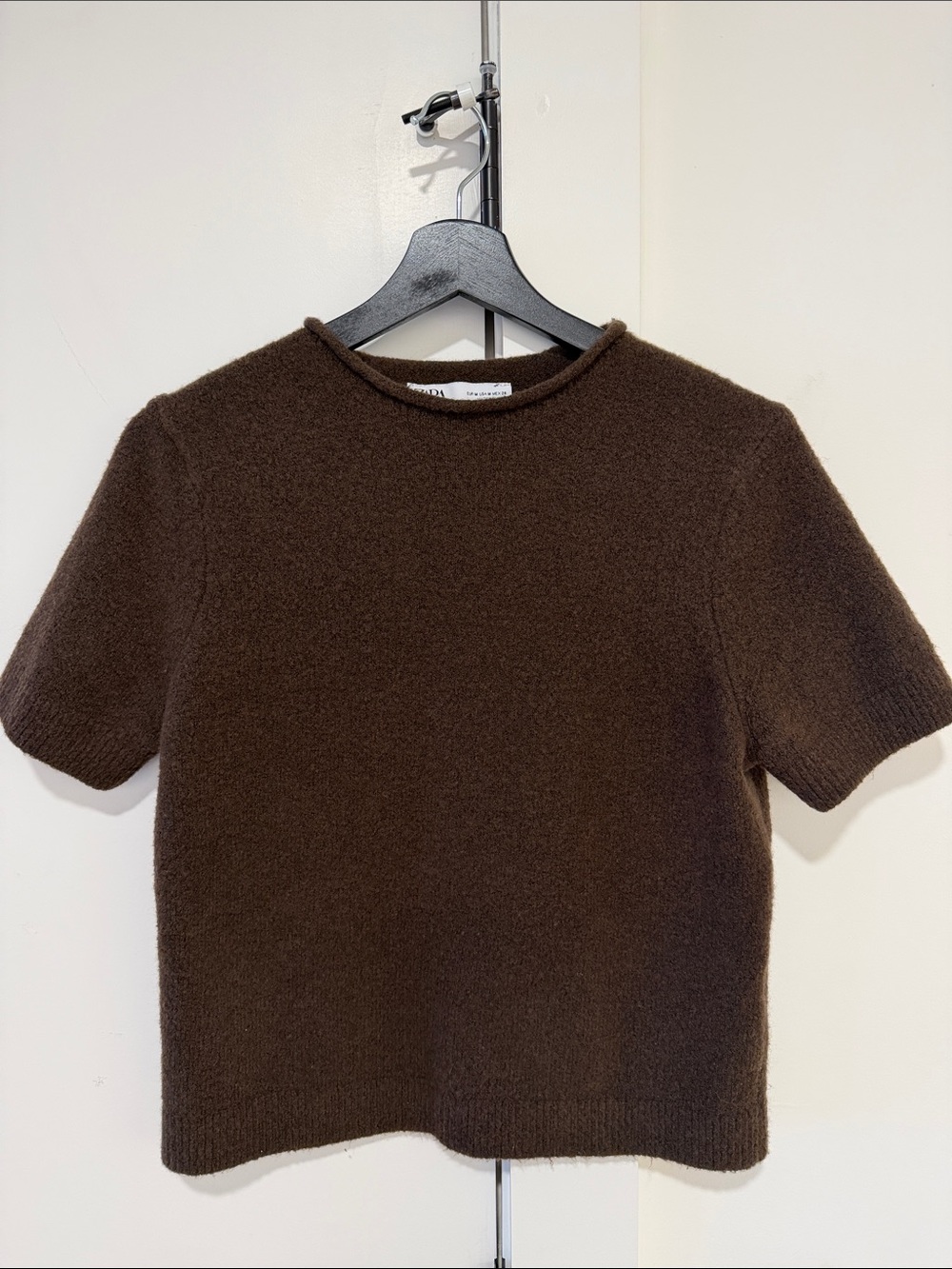 Zara Women’s Short-Sleeve Crewneck Sweater - Brown